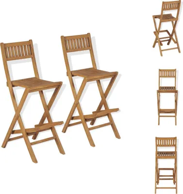 Image de vidaXL Tabouret de bar de jardin pliable 2 pcs. Teck massif - Chaises de jardin