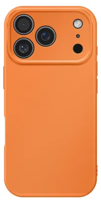 A back view of an orange iPhone case with a camera cutout.