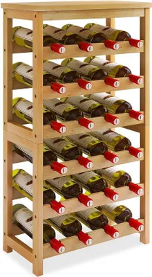 Image de Porte-bouteilles en bambou pour table - 24 couches et 6 couches - sur pied - naturel