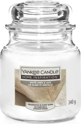 Obrázok produktu pre Yankee Candle Vonná sviečka v strednom pohári White Linen & Lace 340 g, biela