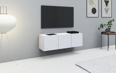 Produktbild von Kommode Lowboard hängend "Vaasa" 114cm, 3-türig, weiß-glänzend