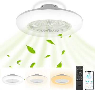 Obrázek produktu pro TolleTour 80W stropní ventilátor s LED osvětlením a dálkovým ovládáním Ventilátor Stropní lampa bílá