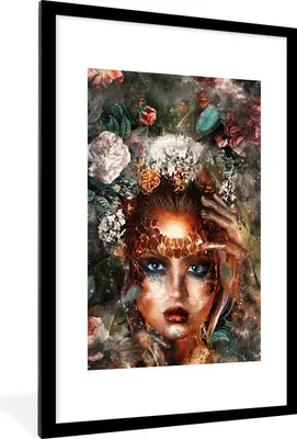 Produktbild von MuchoWow® MuchoWow® Gerahmtes Poster Blume - Schminke - Gold 60x90 cm - Poster mit zchwarzem Bilderrahmen - Dekoration - Wandposter Wohnzimmer - Hochwertig