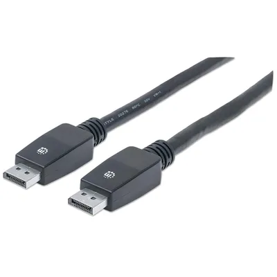 Produktbild von Manhattan 4K@60Hz DisplayPort-Kabel, DisplayPort-Stecker auf DisplayPort-Stecker, 10 m, schwarz, 10 m, DisplayPort, DisplayPort, Männlich, Männlich, Schwarz