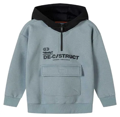 Immagine prodotto di Minoti - Felpa con cappuccio per bambino, con mezza zip MN691 (110) (blu)