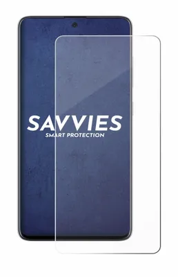 A clear screen protector is shown placed over a smartphone screen.
