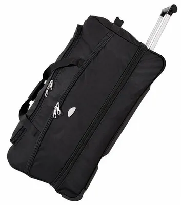 Produktbild von Große Reise-Sporttasche 106L mit Rollen – 900D, ultra-langlebiges Nylon, Sporttasche, Tragetasche, weicher Koffer mit Teleskopgriff, große Kapazität, für Damen und Herren, Schwarz, 75 cm