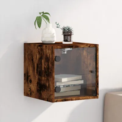 Produktbild von vidaXL Nachttisch mit Glastür Räuchereiche 35x37x35 cm