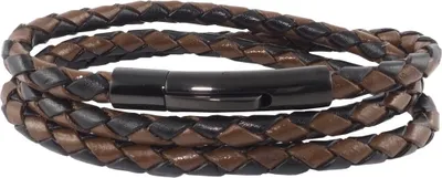 Produktbild von Lederkette Lederband Herren Halskette Schwarz Braun 17-100 cm lang geflochten, Länge:60 cm, Breite:6 mm, Verschlussart:Hebeldruckverschluss Schwarz