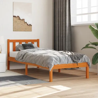 Produktbild von vidaXL Massivholzbett ohne Matratze Wachsbraun 90x200 Kiefernholz