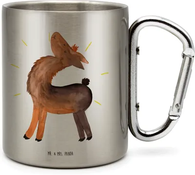 Produktbild von Mr. & Mrs. Panda Thermobecher Lama Stolz - Transparent - Geschenk, Edelstahlbecher, Becher Aus Edelstahl, Lamas, Außenseiter, Teetasse, Familie, Trinkbecher, Family