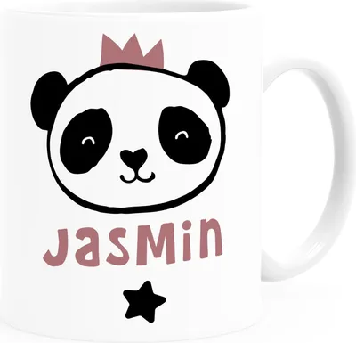 Produktbild von Kindertasse Kunststoff Tiermotive little Fox Fuchs Pinguin Panda personalisierte Geschenke für Kinder Jungen Mädchen SpecialMe® Panda weiß Kunstoff-Tasse