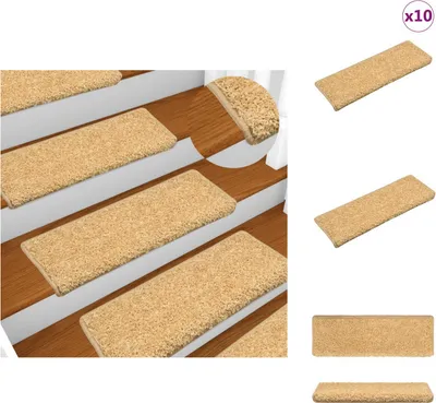 Obrázek produktu pro vidaXL Rohože na schůdky 10 ks 65x21x4 cm Béžová - Rohože na schůdky