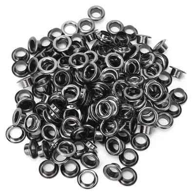 Produktbild von 100PCS 6mm Messing doppelseitige Öse hohle Niete für Kleidung Tasche / Gürtel / Schuh (Gun Farbe)