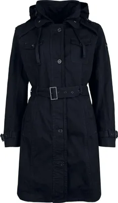Produktbild von Black Premium by EMP Damen schwarzer Mantel mit Kapuze XXL