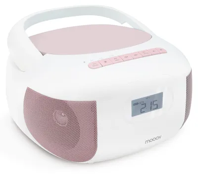 Productafbeelding van mooov CD-speler met radio, Bluetooth, MP3-ondersteuning, USB-aansluiting en Micro-SD-kaartsleuf - Roze