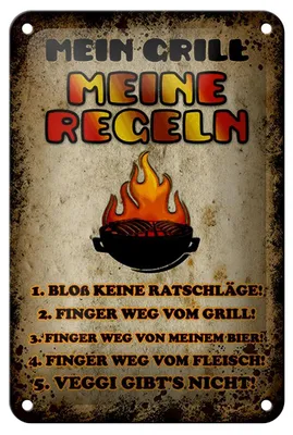 Produktbild von Blechschild Spruch 12x18cm Mein Grill meine Regeln Fleisch