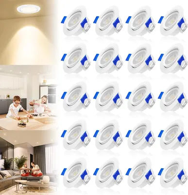 Productafbeelding van ACXIN 5W LED inbouwspots, set van 20 stuks. Aluminium inbouwspots voor badkamer, keuken, woonkamer en slaapkamer (warm wit)
