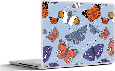 Produktbild von MuchoWow® Laptop Aufkleber Sticker Cover Mädchen - Schmetterling - Orange - Muster - Mädchen - Kinder - Mädchen 36.5x27.5 cm - Laptop-Sticker
