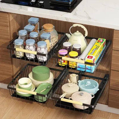 Produktbild von Küchenfachorganizer - Ausziehbar - Set aus 2 - Schwarz