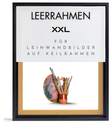Produktbild von Monframe Schattenfugenrahmen XXL 100x120 cm - Schwarz - Leerrahmen mit Tiefeneffekt aus MDF Holz in zerlegter Form - für Leinwandbilder auf Keilrahmen