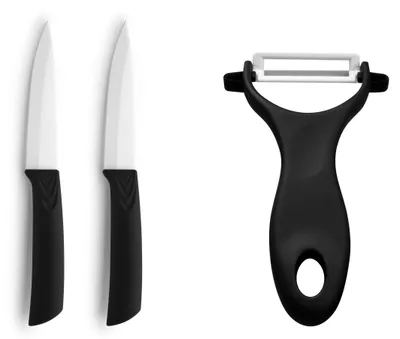 Immagine prodotto di Kuppels, set di 3 coltelli da cucina in Vetroceramica, neri