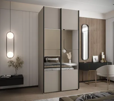 Produktbild von Zweitüriger Kleiderschrank SAMARA 4 - 110 cm, Kaschmir/Schwarz