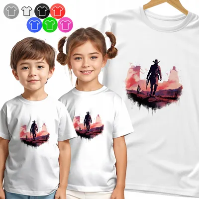 Produktbild von Kinder T-Shirt - KOWBOJ SYLWETKA PUSTYNIA für Jungen - L