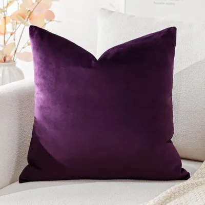Produktbild von Samtkissenbezug, Dekokissen, Sofakissen, Lendenkissen, dekorativer Kissenbezug, Sofa, Schlafzimmer, 45 x 45 cm, lila