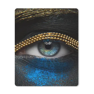 Produktbild von MuchoWow® Mauspad Mousepad Frau - Augen - Make-up - Luxus - Gold 30x40 cm - Mousepads - Maus Mat - Pad - Mausunterlage - Mausmatten