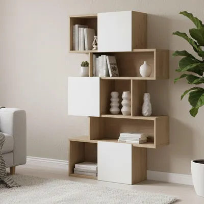 Produktbild von Dmor Bücherregal Flavie 95.5x31.5x166H cm Braun, 4 Regale