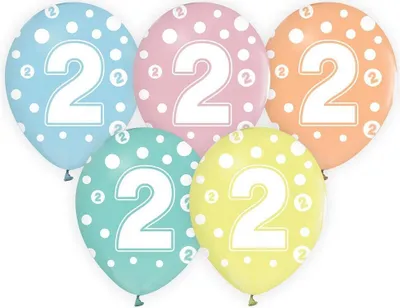 Zdjęcie produktu dla Balony cyfra 2 Urodziny 12" 5szt Godan