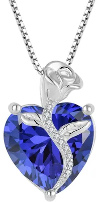 Productafbeelding van Halsketting voor dames, zilver 925, roos met geboortesteen tanzaniet, 45+3 cm