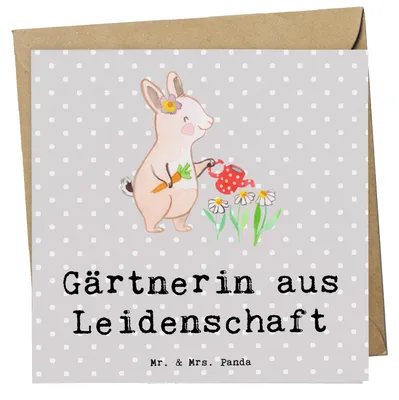 Produktbild von Mr. & Mrs. Panda Grußkarte Gärtnerin Leidenschaft - Grau Pastell - Geschenk, Gärtnerei, Gartenbau, faltkarte, anlasskarte, Spruch, Lustig, Klappkarte, Glückwunschkarte