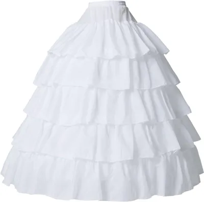 Productafbeelding van Witte petticoat met volle ruches en vier hoepels, vintage stijl, verstelbare elastische taille