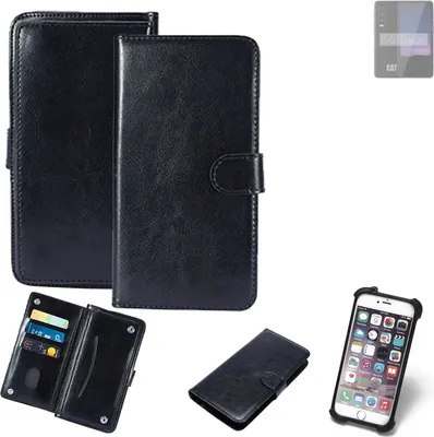 Produktbild von K-S-Trade 360° Hülle kompatibel mit Caterpillar Cat S75 schwarz Kunstleder Case BookCase WalletCase Kunstlederederhülle Handyhülle, Rundumschutz
