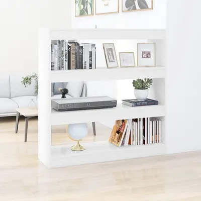 Immagine prodotto di Libreria a 3 ripiani, divisorio per ambienti, scaffale portaoggetti, bianco, 100x30x103 cm