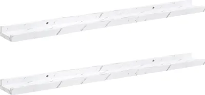 Immagine prodotto di vidaXL Mensole da parete, 2 pezzi, bianco, effetto marmo, 80 x 9 x 3 cm, materiale composito di legno