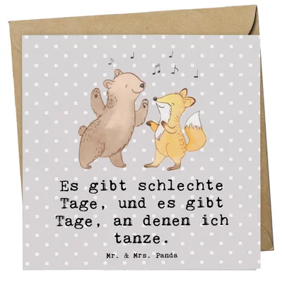 Produktbild von Mr. & Mrs. Panda Grußkarte Hase Tanzen - Grau Pastell - Geschenk, Tanzschule, Klappkarte, faltkarte, anlasskarte, gehen, Tanzkurs, Glückwunschkarte, doppelkarte