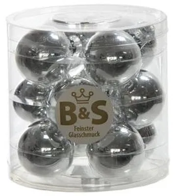 Produktbild von 12 Glas Christbaumschmuck Weihnachtskugeln 4 Ø cm silber glanz