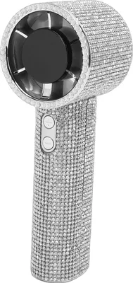 Produktbild von Strass-Handventilator 199 Geschwindigkeitsstufen einstellbar USB-aufladbarer tragbarer kleiner Taschenventilator mit Digitalanzeige für Outdoor-Camping Weiß