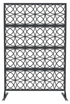 Immagine prodotto di Pannello divisorio in metallo per esterni, autoportante, resistente alla ruggine e alle intemperie, facile da montare. Ideale come elemento divisorio per terrazza e balcone, con motivo circolare