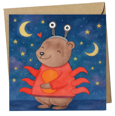 Produktbild von Mr. & Mrs. Panda Glückwunschkarte Krebs Astrologie Design - Weiß - Geschenk, Klappkarte, anlasskarte, Tierkreiszeichen, Sternzeichen, Grußkarte, faltkarte, doppelkarte