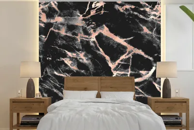 Produktbild von MuchoWow® Fototapete für Wohnzimmer oder Schlafzimmer Wandtapete Vinyl Motivtapete Marmor - Schwarz - Gold - 300x300 cm - Wanddekoration