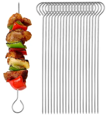 20 Edelstahl-Kebabspieße, 15 cm, Fleischnadeln, Grillspieße