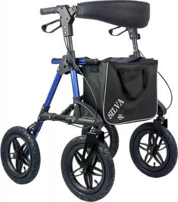 Produktbild von Rollator OFFROAD Leichtgewicht mit Tasche und Steighilfe blau TM