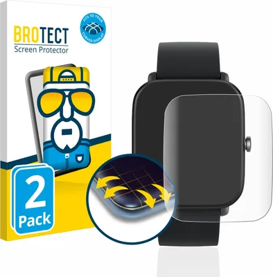 Produktbild von 2x BROTECT Fullscreen Schutzfolie für Huami Amazfit Bip U / Pro Displayschutz Folie Fullcover Klar Transparent