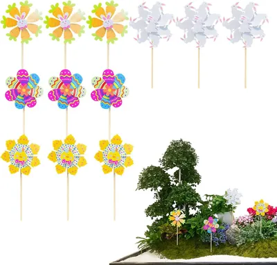 Produktbild von 12 Garten-Windspinner für den Außenbereich – Gartenstäbe für den Frühling