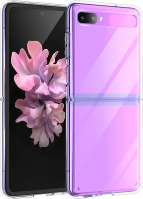 A clear protective case for a foldable smartphone is shown.