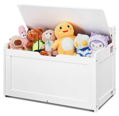 Immagine prodotto di Panca per bambini VEVOR panca portagiochi, panca con vano portaoggetti scatola portagiochi per bambini, portagiochi, scatola portagiochi con coperchio incernierato e schienale, 830 x 455 x 609 mm Bianco